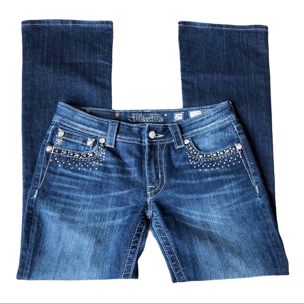 Miss Me Medium Wash Rhinestone Boot Cut Jeans 29 - Picture 2 of 16